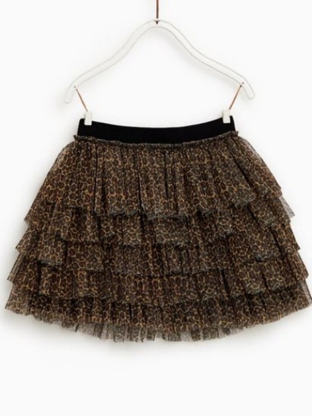 Zara Girl’s Tiered Tulle Leopard Skirt 8